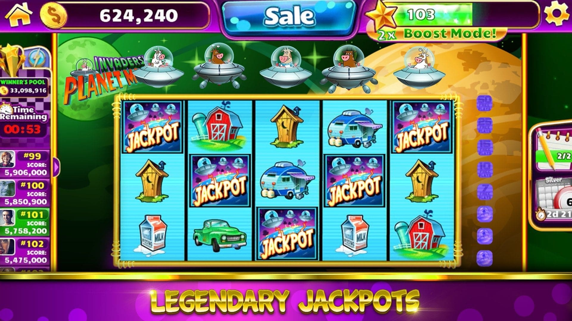  Jackpot scatter symbols on Invader from Planet Moolah slot machine