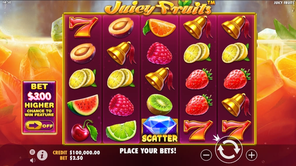 Slot machine with fruit symbols